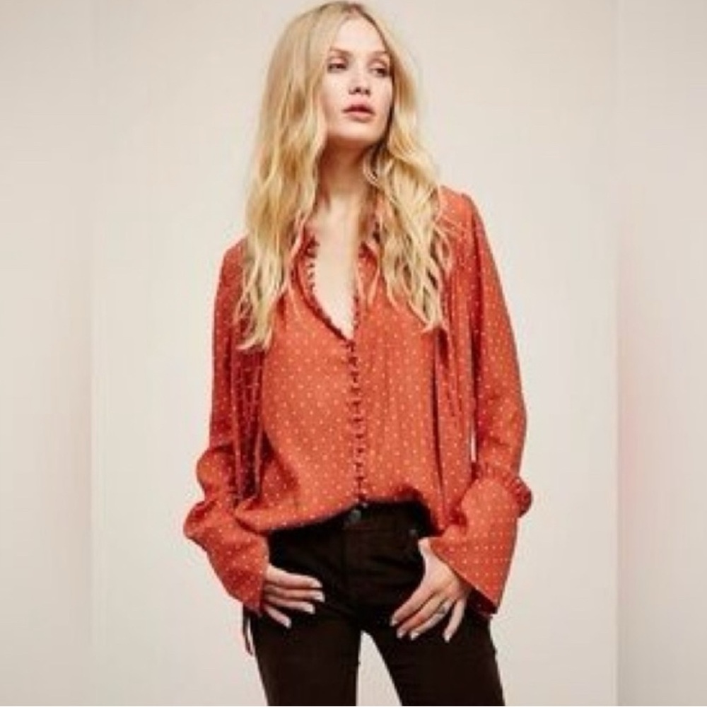 Free People Orange Blouse